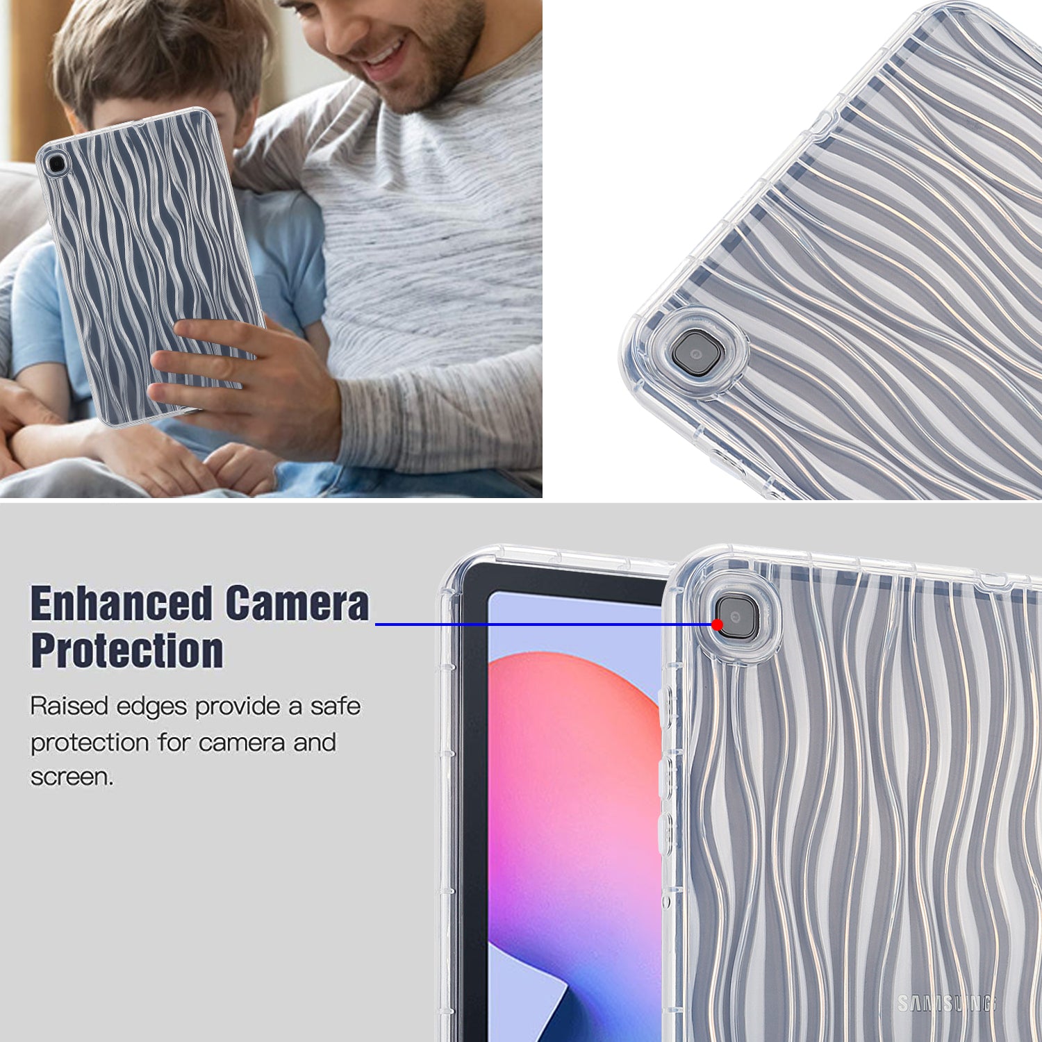 For Samsung Galaxy Tab S6 Lite P610 P615 Tab S6 Lite (2022) Anti-drop Cover Wave Texture Clear TPU Tablet Case For Samsung Galaxy Tab S6 Lite P610 P615 Tab S6 Lite (2022) Anti-drop Cover Wave Texture Clear TPU Tablet Case